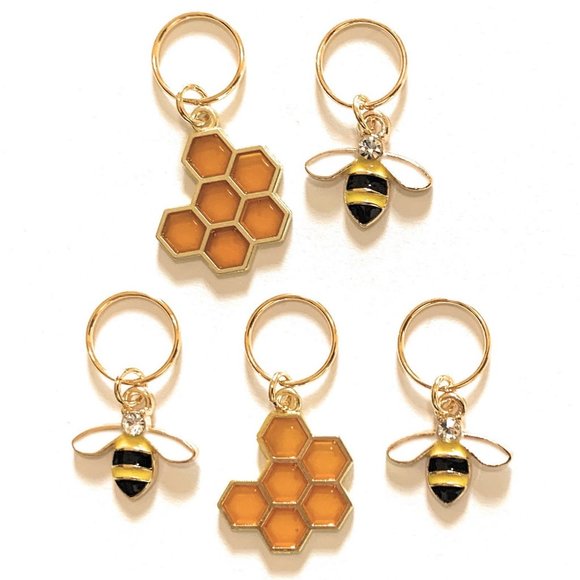 Bee Stitch Markers Knitting Metal Gold Rings Gifts for Knitters Accessories - Picture 3 of 4